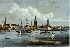 里加的景色，约1855年 作者 威廉·齐格弗里德·斯塔文哈根