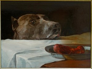 大丹犬和香肠碗