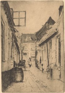 沃尔堡街道（物体上的原始标题） 作者 Willem Adrianus Grondhout（艺术家签名）