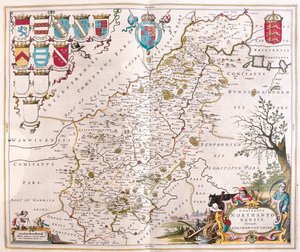 北安普顿郡，载于威廉-布劳的 "Theatrum Orbis Terrarum, sive Atlas Novus"，阿姆斯特丹
