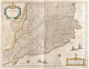 西班牙加泰罗尼亚省，阿姆斯特丹 Willem Blaeu 绘制的 "Theatrum Orbis Terrarum, sive Atlas Novus "中 作者 威廉·布劳