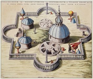 Stelleburgum sive Observatorium Subterraeum，Stjerneborg（明星城堡）的地下天文台，由第谷（1546-1601）设计，位于丹麦赫文岛，由威廉-布劳绘制，约1595年。