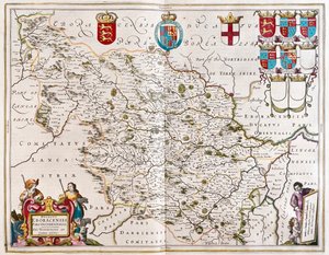 约克郡西骑，载于威廉-布劳（Willem Blaeu）在阿姆斯特丹绘制的 "Theatrum Orbis Terrarum, sive Atlas Novus"。 作者 威廉·布劳