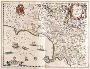 Willem Blaeu 在阿姆斯特丹绘制的 "Theatrum Orbis Terrarum, sive Atlas Novus "中描绘的意大利坎帕尼亚地区。 作者 威廉·布劳