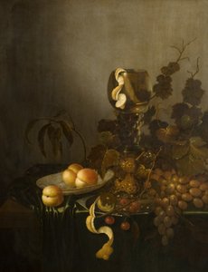 有水果和霍克玻璃的静物画 作者 威廉·克莱兹。 （人）赫达