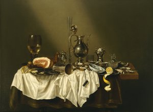 火腿宴会 作者 威廉·克拉斯（Willem Claesz）。赫达