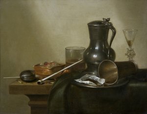 烟草静物，1637年 作者 威廉·克拉斯（Willem Claesz）。赫达