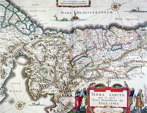 圣地地图，1629年在阿姆斯特丹出版（彩色版画）