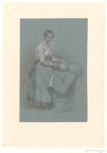 女佣拿着铜锅站在桌边 作者 威廉·约翰内斯·阿德里安·维南杜斯·沃恩·布尔斯