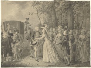 威廉明娜公主与弟弟普鲁士国王腓特烈三世在克莱沃的会面，1788 年