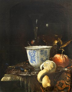 ""Nature morte au bol de porcelaine chinoise"" (Still life with a Chinese porcelain bowl) Peinture de Willem Kalf (1619-1693) Oil on canvas, 52,5x41,8 - Fondation Custodia