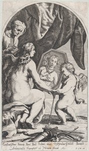 维纳斯在丘比特手持的镜子前，她的头发被一个老妇人梳理，1631年。