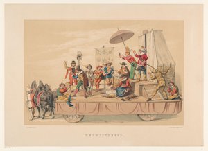 1856 年乌特勒支化妆舞会第六组
Kermisvreugd（物品上的标题）
我们的祖国在 17 世纪中叶》，由 Mutua Fides 成员 H.H. 学生在乌特勒支大学 220 周年庆典上展示，Den 25. 作者 彼得·威廉姆斯·范·德·魏尔
