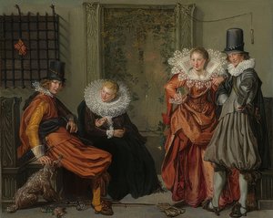 优雅的夫妻互相欢迎。 1616-20