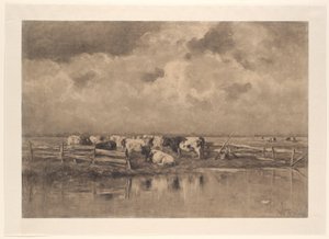希伊河上的牛奶弯 作者 Willem Roelofs (I)（艺术家签名）