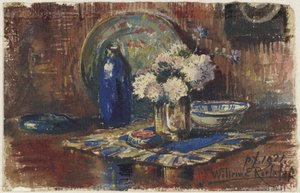蓝瓶花瓶静物画 作者 威廉·罗洛夫斯 (II)