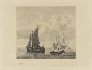 风平浪静的海上航行 作者 Willem Steelink (II)（艺术家签名）