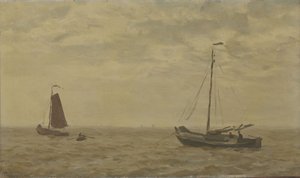 有渔船的海景 作者 威廉·特伦