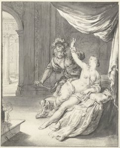 塔基尼乌斯威胁卢克蕾蒂娅 作者 威廉·范·米耶里斯（Willem Van Mieris）