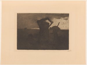 三台马铃薯收割机 作者 Willem Witsen（艺术家签名）