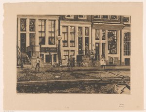 阿姆斯特丹 Oude Waal 河畔的房屋景观 作者 Willem Witsen（艺术家签名）