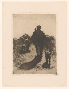牧羊犬跟在羊群后面 作者 Willem Witsen（艺术家签名）