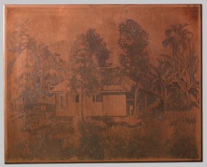 Buitenzorg，以火山为背景的房屋