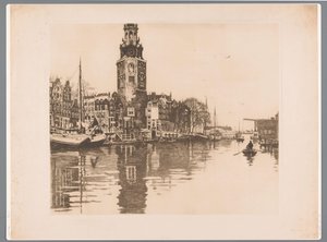 阿姆斯特丹的蒙特尔巴安广场（Montelbaanstoren）景观
奥德沙斯（Oude Schans）与蒙特尔巴恩斯图伦和划艇（原标题 作者 威廉·阿诺杜斯·维特森