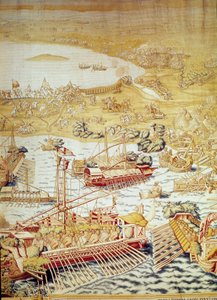 皇帝查理五世征服突尼斯：1535 年戈莱特的所在地。威廉-德-潘尼马克（Willem de Pannemaker，活跃于 1535-1554 年左右）1554 年塞维利亚阿尔卡萨挂毯的细节