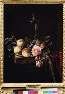"玫瑰和桃子的静物画 威廉-凡-艾尔斯特（1625-1683 年） 1659 年 莫斯科普希金博物馆 作者 威廉·范·阿尔斯特