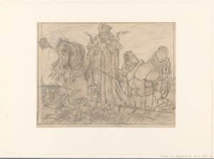 Sinterklaas 与屋顶上的两个小精灵