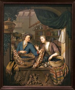 洋葱推销员威廉-凡-米里斯（1662-1747）的绘画，木板油画