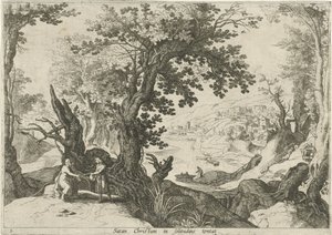 基督受诱惑的风景
Satan Christum in solitudine tentat（物上标题）
带有圣经场景的意大利风景画（系列名称） 作者 威廉·范尼兰特 (II)