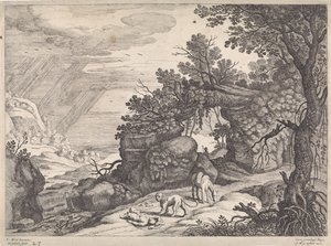 有死去的神人、狮子和驴子的风景画
意大利风景画（系列名称）