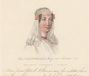 阿尔克马尔女孩的头饰，1816 年
一个来自阿尔克马尔的北荷兰女孩 / Une Jeune d