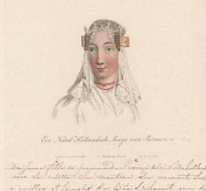 珀默伦德女孩的头饰，1816 年
一个来自珀默伦德的北荷兰女孩/Une Jeune fille de purmerend - Province dela Nord-hollande avec sa calotte son manteau son ornament ses aiguilles et epingles d
