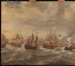 四天海战（1666 年 6 月 11-14 日）的插曲 作者 Willem van de Velde (I) (归属于)