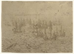 海岸附近的海战 作者 Willem van de Velde (I) (可能)