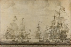 1666 年 6 月 10 日，米歇尔-阿德里安恩斯-德鲁伊特的旗舰 "七省号 "上的战争会议，四天战役之前：第二次英荷战争插曲