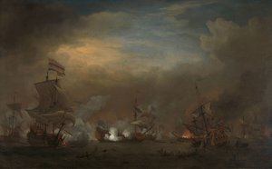 凯克都因战役期间的遭遇 1673 年 8 月 21 日，凯克杜因战役（特塞尔战役）期间，科内利斯·特罗普 (Cornelis Tromp) 在古登利乌 (Gouden Leeuw) 号上与爱德华·斯普拉格 (Edward Spragg) 爵士在皇家王子号 (Royal Prince) 上发生的海战：1673 年 8 月 21 日：第三次英荷战争的插曲