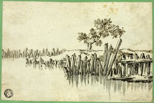 有桥墩的溪流