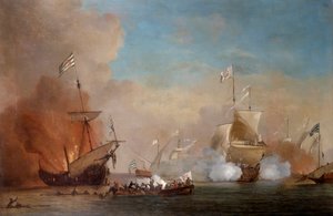 海盗袭击英国海军舰船，十七世纪。