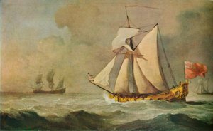 克利夫兰游艇在海上轻风拂面，1678年 作者 威廉·范·德·韦尔德