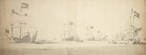 停泊的荷兰旗舰，旁边有船，约 1664 年（石墨，灰水彩）