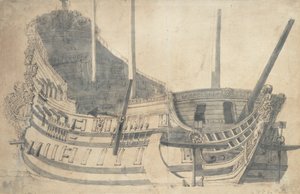 贾尔斯维尔德 "肖像，约 1665 年（石墨，灰水彩） 作者 威廉·范·德·维尔德·韦尔德