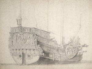 荷兰王子游艇肖像，约 1660 年（石墨，灰水彩） 作者 威廉·范·德·维尔德·韦尔德