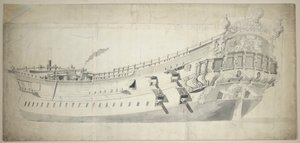 查尔斯-加莱号 "肖像，约 1676 年（石墨、灰水彩） 作者 威廉·范·德·维尔德·韦尔德