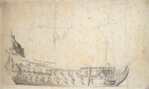 埃塞克斯号 "肖像，约 1660 年（石墨，灰水彩） 作者 威廉·范·德·维尔德·韦尔德