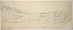 斯威夫特苏尔号 "肖像，64 门炮，建于 1621 年，重建于 1653 年 作者 威廉·范·德·维尔德·韦尔德