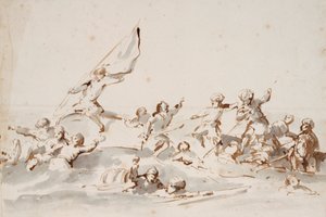 船战，约 1685 年（钢笔、墨水）
